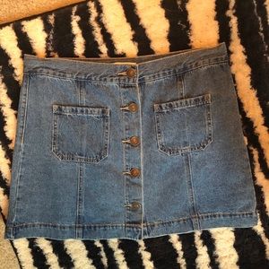 Button down denim skirt